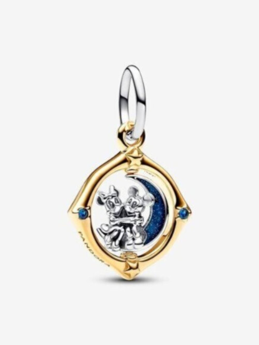 Pandora Mickey Mouse & Minnie Mouse Two-tone Spinning Moon Dangle Charm